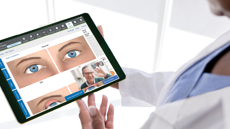 Provider preforming a telehealth video exam on the iPad
